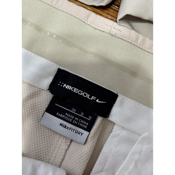 Nike Mens Golf Shorts Size 35 *Lot of 2* Beige Khaki Pleated & Flat Front - Picture 4 of 8